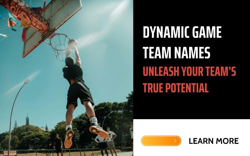 Dynamic Game Team Names displayed with a vibrant gaming theme showcasing energetic team spirit.