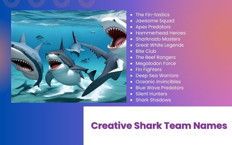 A group collaborating on creative shark-themed names for their project team.