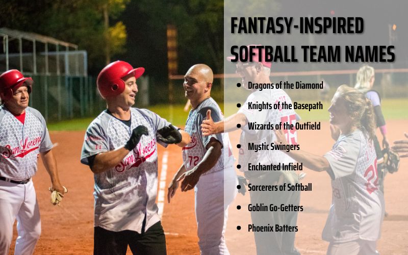 A fantasy-themed softball team with dragon logos.