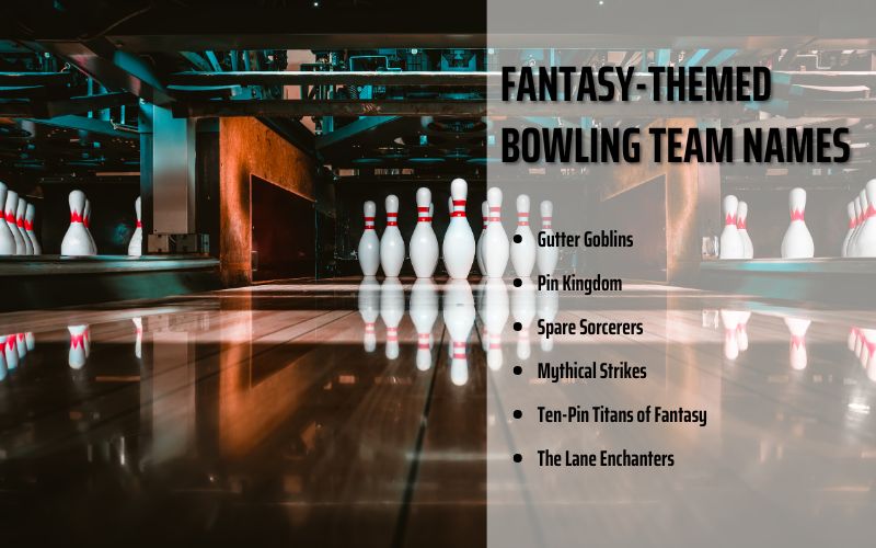 A fantasy-themed bowling team in costume, showcasing their magical team name.