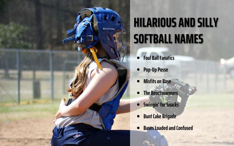 A group of softball players wearing funny hats during a game.