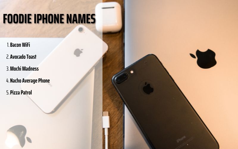 Funny foodie-themed iPhone names inspired by project team names.