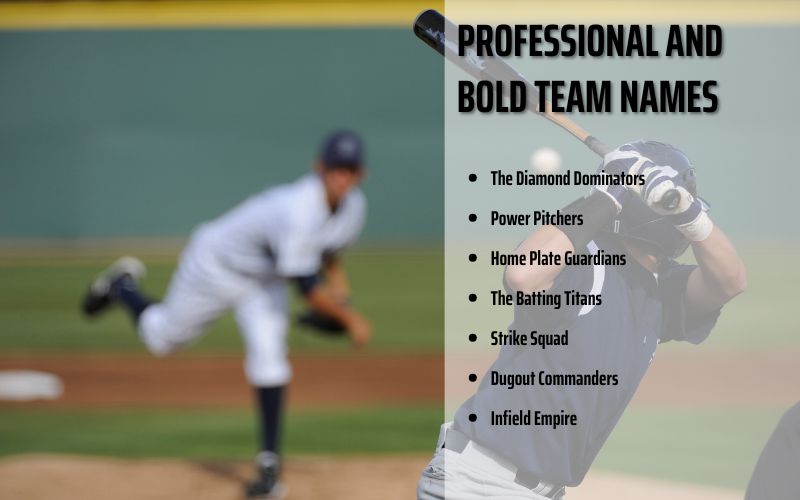 Professional baseball team names and strong project team name ideas.