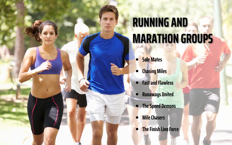 Running and marathon workout group names with creative ideas for teams.